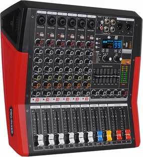 TF600 6-Channel Professional Mixer with Bluetooth Sound Bar with Power Amplifier 2 * 450W Power Output Powered Mixer, 7-Stage Equalizer, 99 DSP Effects, Recording Input USB Drive for Speakers power amplifier,stereo amp,hi-fi power amp,