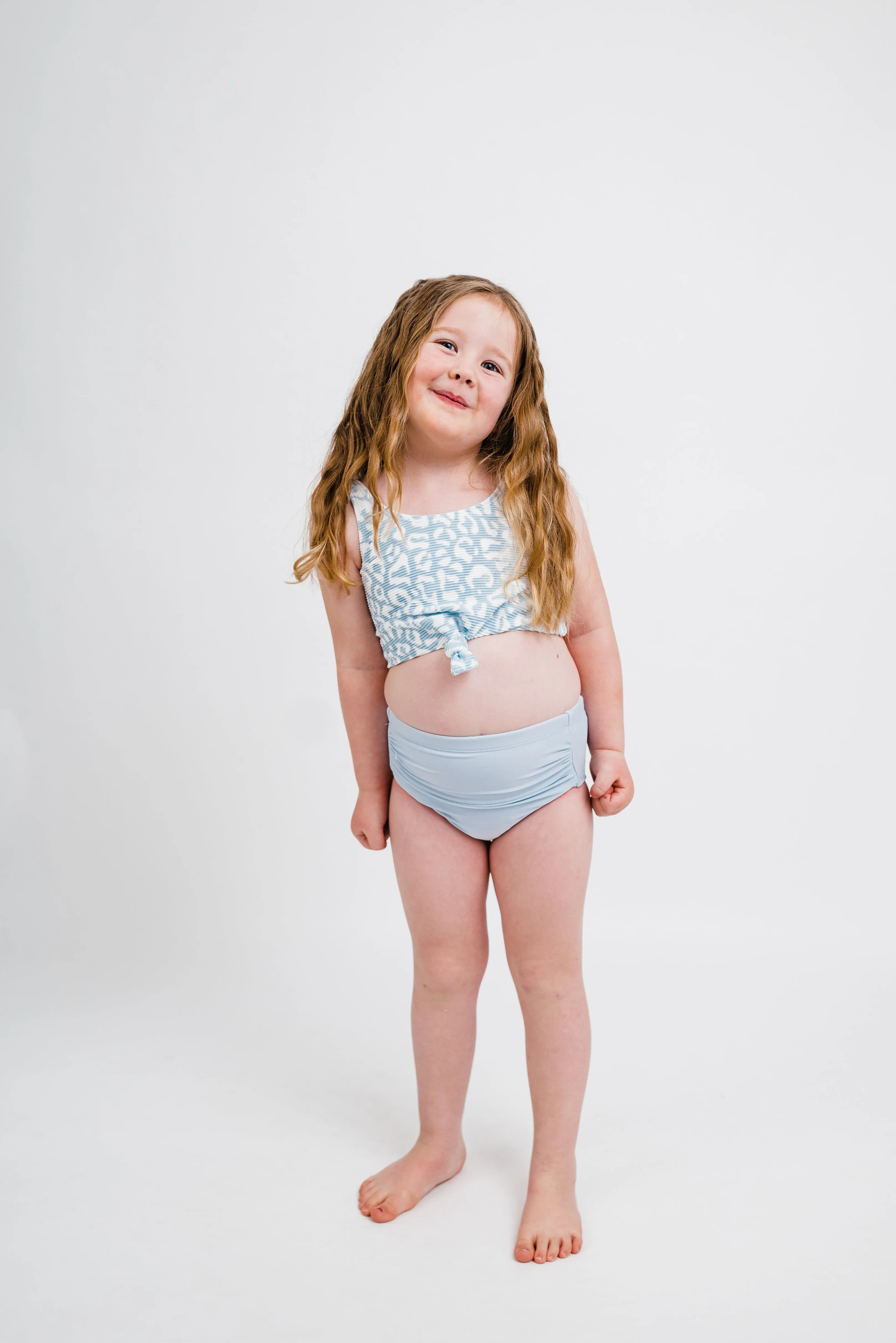 The Mini Traveler Top | Powder Blue Leopard Print