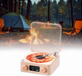 The Waves Vinyl Player, Waves Vinyl Bluetooth Speaker, 2025 New Portable Four Modes Wireless Vintage Vinyl Record Player with Ambient Light for Bedroom,Office,Party (Pink) hi-res portable player,digital audio player,DAP lossless,