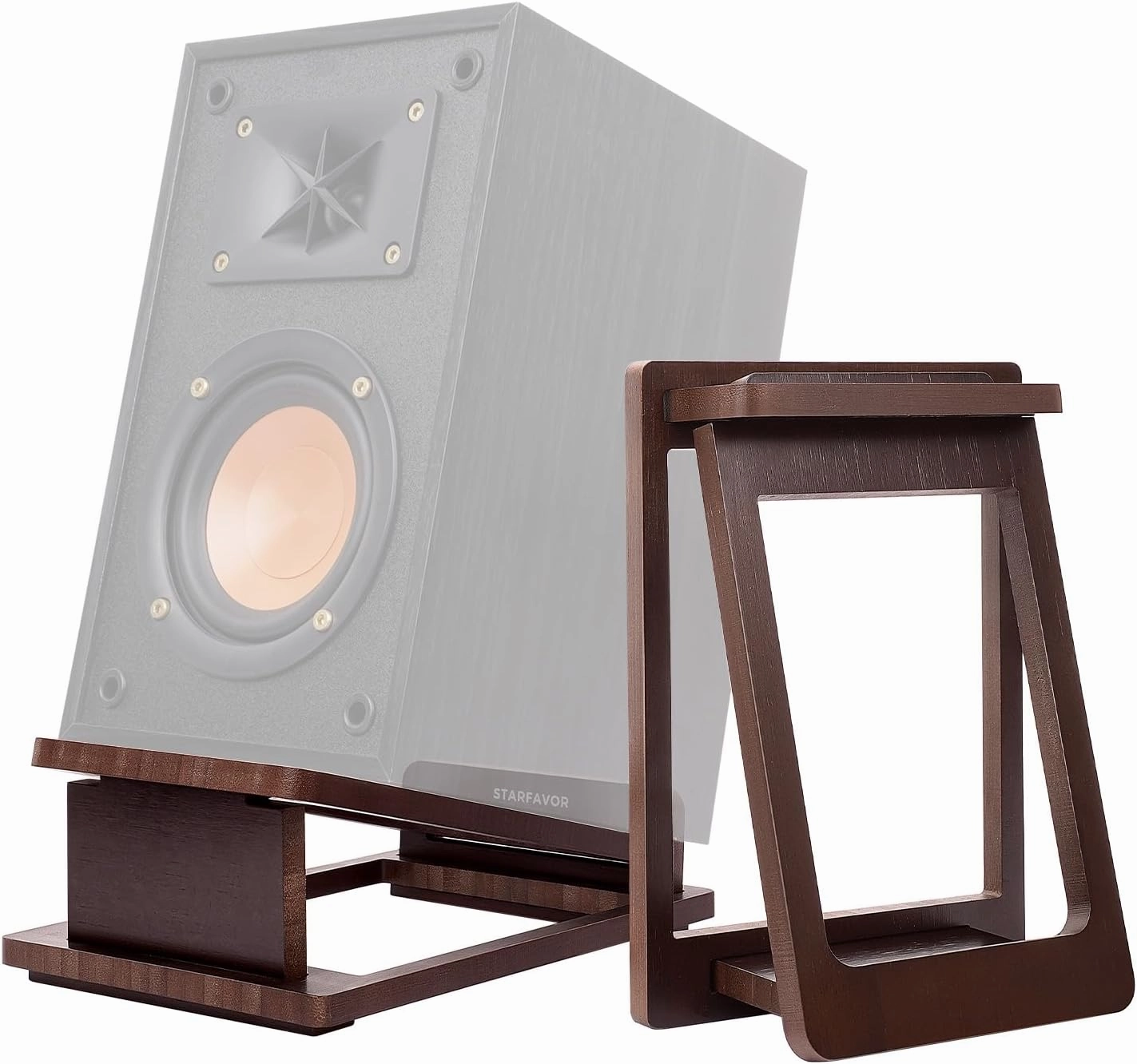 Tilted Desktop Speaker Stands Pair for 3"-5" Speakers, Starfavor Detachable Speaker Holder with Vibration Absorption Pads, Wooden Speaker Riser for Bookshelf Speaker, Studio Monitors (SS-02) speaker stands,monitor stands,floor speaker holders,