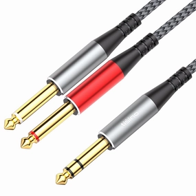 Tisino 1/4 inch TRS Stereo Splitter Y Cable-3.3 Feet, 1/4 inch Stereo to Dual 6.35mm TS Mono Insert Y-Splitter TRS 1/4" Breakout Patch Cable for Amplifiers, Mixers balanced output player,audiophile player,hi-res digital player,
