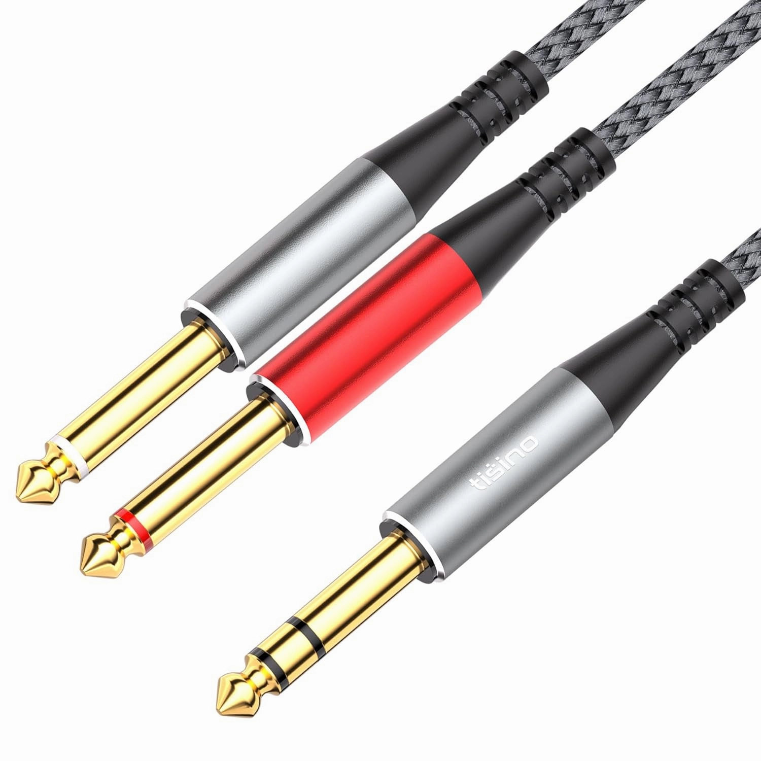 Tisino 1/4 inch TRS Stereo Splitter Y Cable-3.3 Feet, 1/4 inch Stereo to Dual 6.35mm TS Mono Insert Y-Splitter TRS 1/4" Breakout Patch Cable for Amplifiers, Mixers balanced output player,audiophile player,hi-res digital player,
