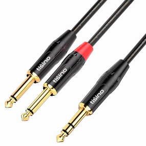 tisino 1/4 inch TRS Stereo to Dual 1/4 inch TS Mono Insert Cable Y-Splitter Stereo Breakout Cable Patch Cord - 3.3 feet balanced output player,audiophile player,hi-res digital player,