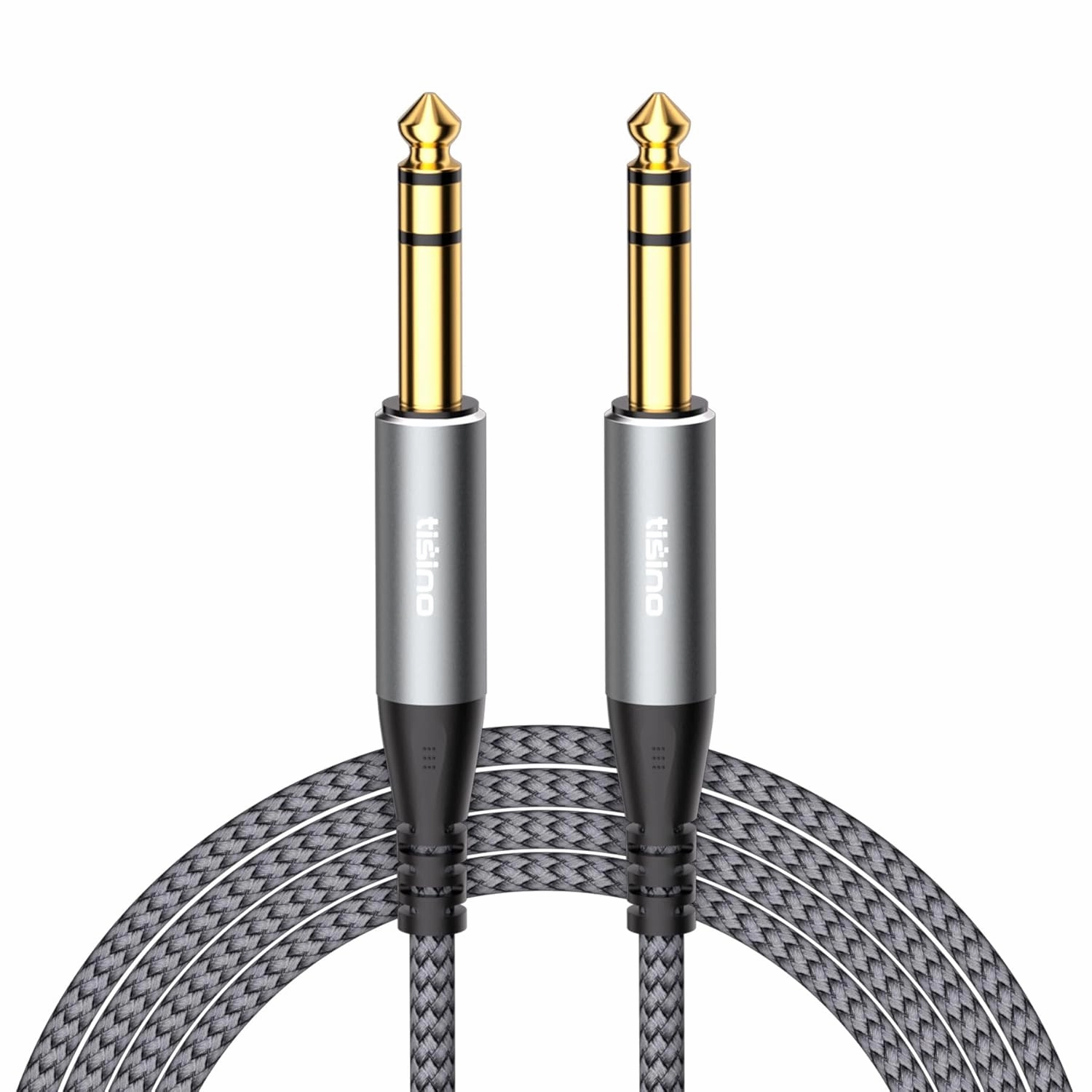 Tisino 1/4" TRS Male to 1/4" Male Audio Cable, 3.3 Feet, Balanced Stereo, Nylon Braid, For Studio Monitors, Mixer, Speaker balanced output player,audiophile player,hi-res digital player,