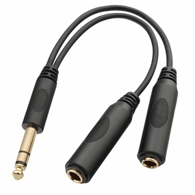Tisino 6.35mm (1/4 inch) Jack Splitter Cable, 20cm (8 inches), Headphone Splitter Cable, Splitter, Stereo Male to Dual Stereo Female Jack, Compatible with Headphone, Amplifier, Karaoke balanced output player,audiophile player,hi-res digital player,
