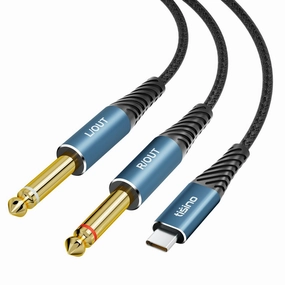 Tisino USB C to 1/4 inch Audio Cable, USB Type C to Dual TS Mono Cable, USB C to AUX Audio Cable for Smartphone, Tablet, Laptop Link to Amplifier, Mixing Console Mixer, Speaker - 10FT mixer console,audio mixing desk,DJ console,