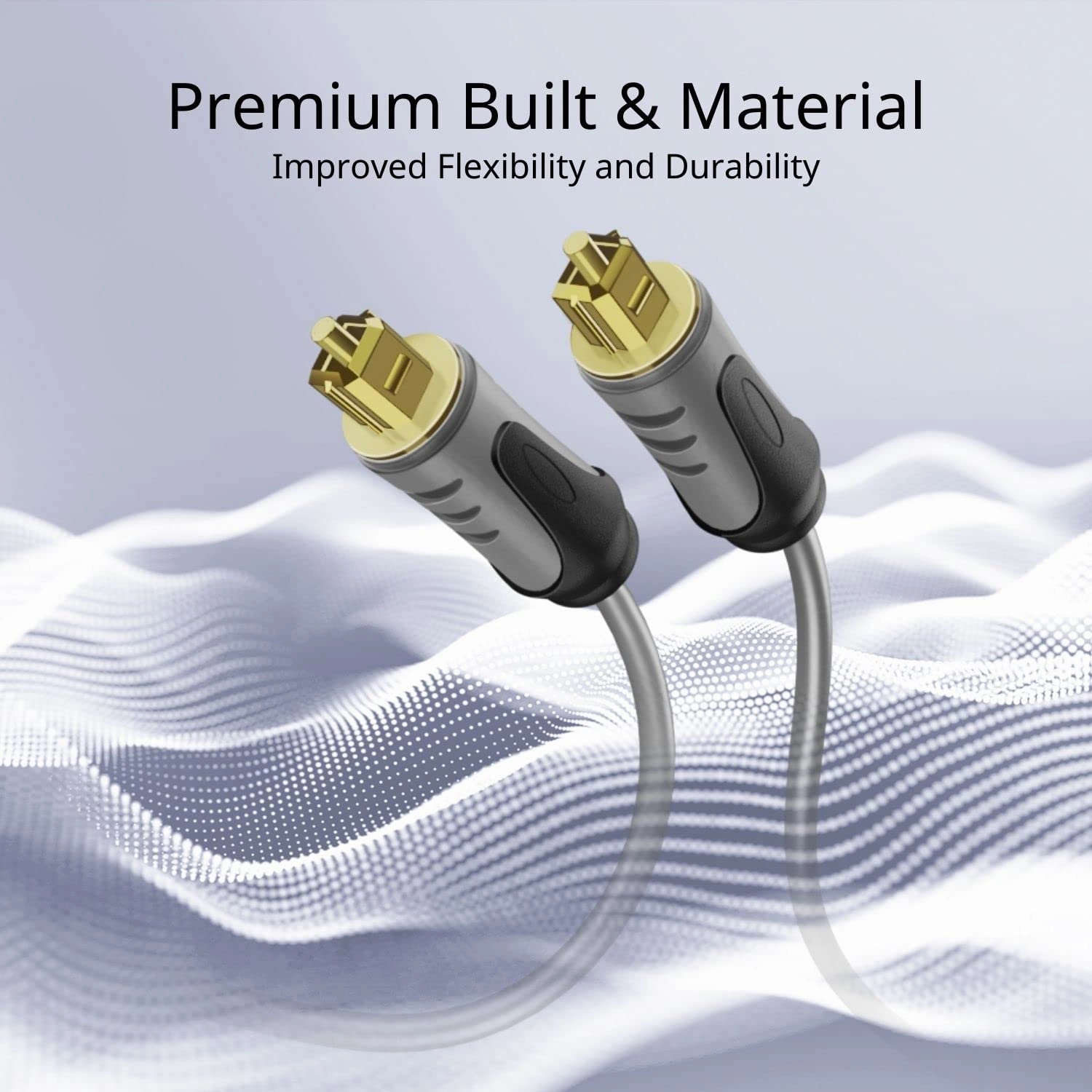TNP Digital 50 Feet Optical Audio Cable - Premium Built, Gold Plated, Fiber Optic, Hi-Fi TOSLINK, Compatible with Soundbar, Speakers, Amplifiers, Gaming Consoles