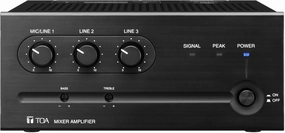 TOA Electronics BG-235 CU Mixer/Amplifier, 35 Watts; 4 Ohm, 25V and 70V; 2X Line Inputs with RCA Inputs; Recessed Bass and Treble Control; Line/Mic Input; MOH/Zone2 Balanced Line Output; Black integrated amplifier,stereo receiver,hi-fi amp combo,