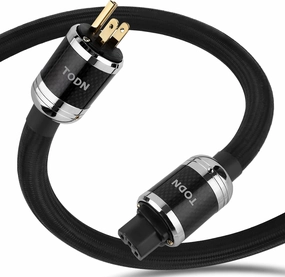 TODN Audiophile Power Cable 7 AWG HiFi Audio Power Cord for Speaker, Amp | O-C-C Cores, Carbon Fiber Shell, 24K Gold Plated US Plug, 17.5mm, 3ft/1m power cord,hi-fi power cable,AC power lead,