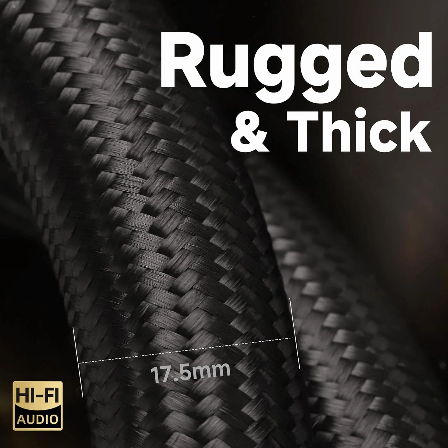 TODN Audiophile Power Cable 7 AWG HiFi Audio Power Cord for Speaker, Amp | O-C-C Cores, Carbon Fiber Shell, 24K Gold Plated US Plug, 17.5mm, 3ft/1m