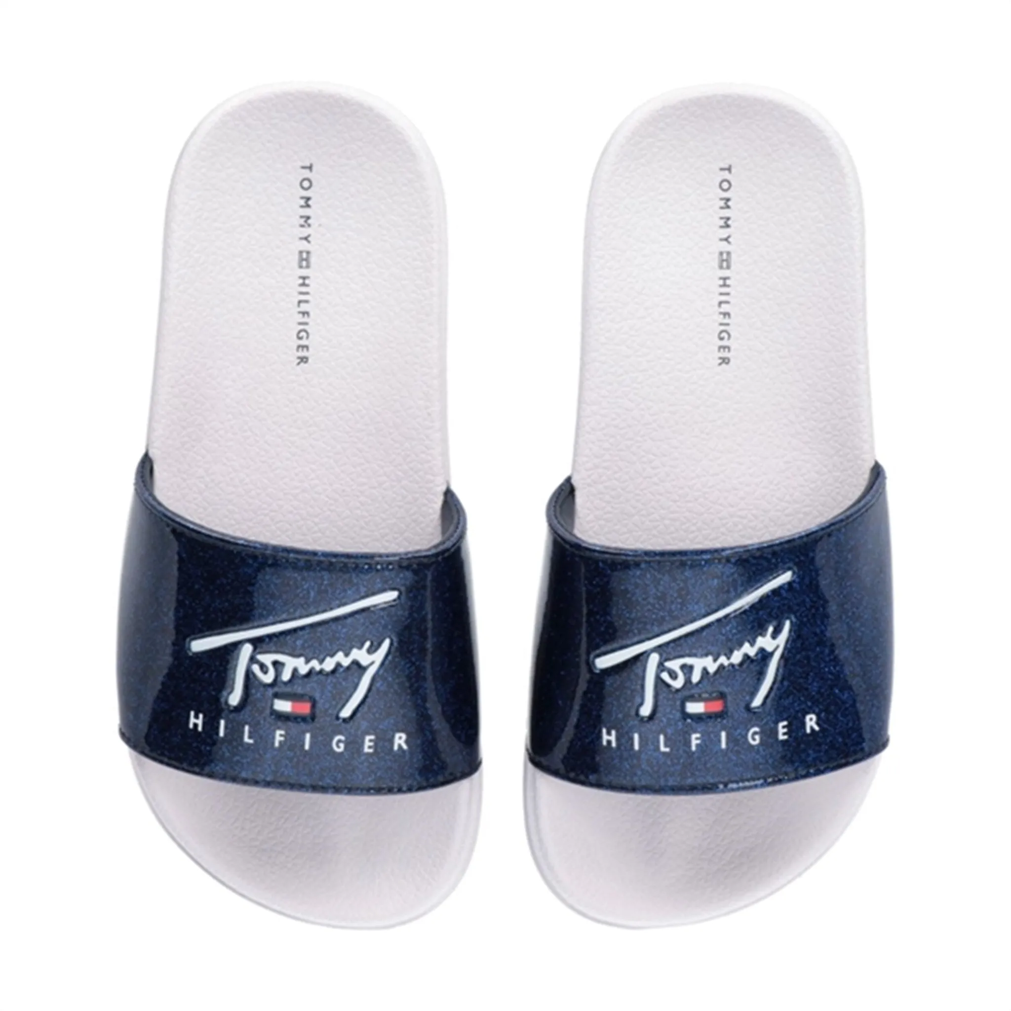 Tommy Hilfiger Flag Print Pool Slide Blue