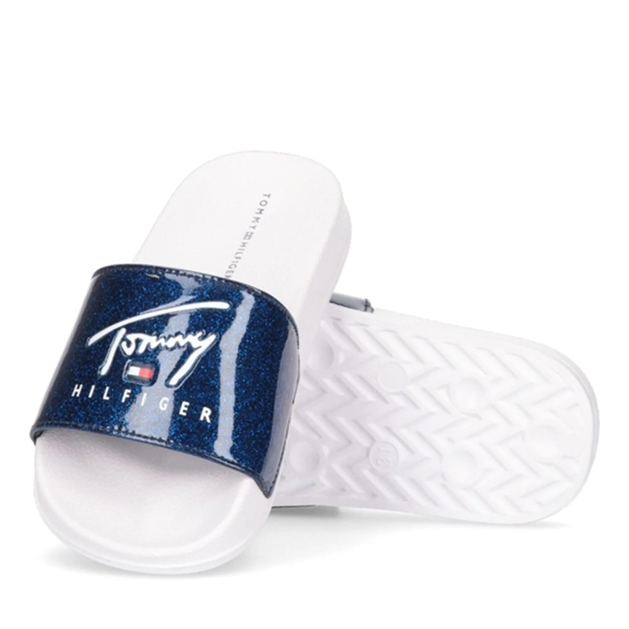 Tommy Hilfiger Flag Print Pool Slide Blue