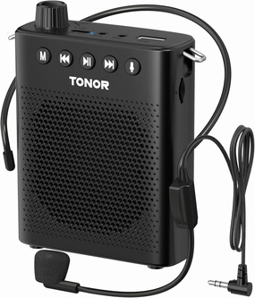 TONOR Portable Voice Amplifier for Teachers, Rechargeable Mini Pa System with Wired Headset Microphone and Waistband, Megaphone Speaker for Classroom, Training, Yoga, Speech, Meeting, Tour Guides K10 power amplifier,stereo amp,hi-fi power amp,