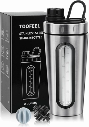 TOOFEEL Shaker Bottles for Protein Mixes 28 oz Stainless Steel Protein Shaker with 2 Mixing Ball, Not Stays Cold/Hot, Visible Window Metal Shaker Cups, Leakproof, BPA Free Bottle Shaker mixer console,audio mixing desk,DJ console,