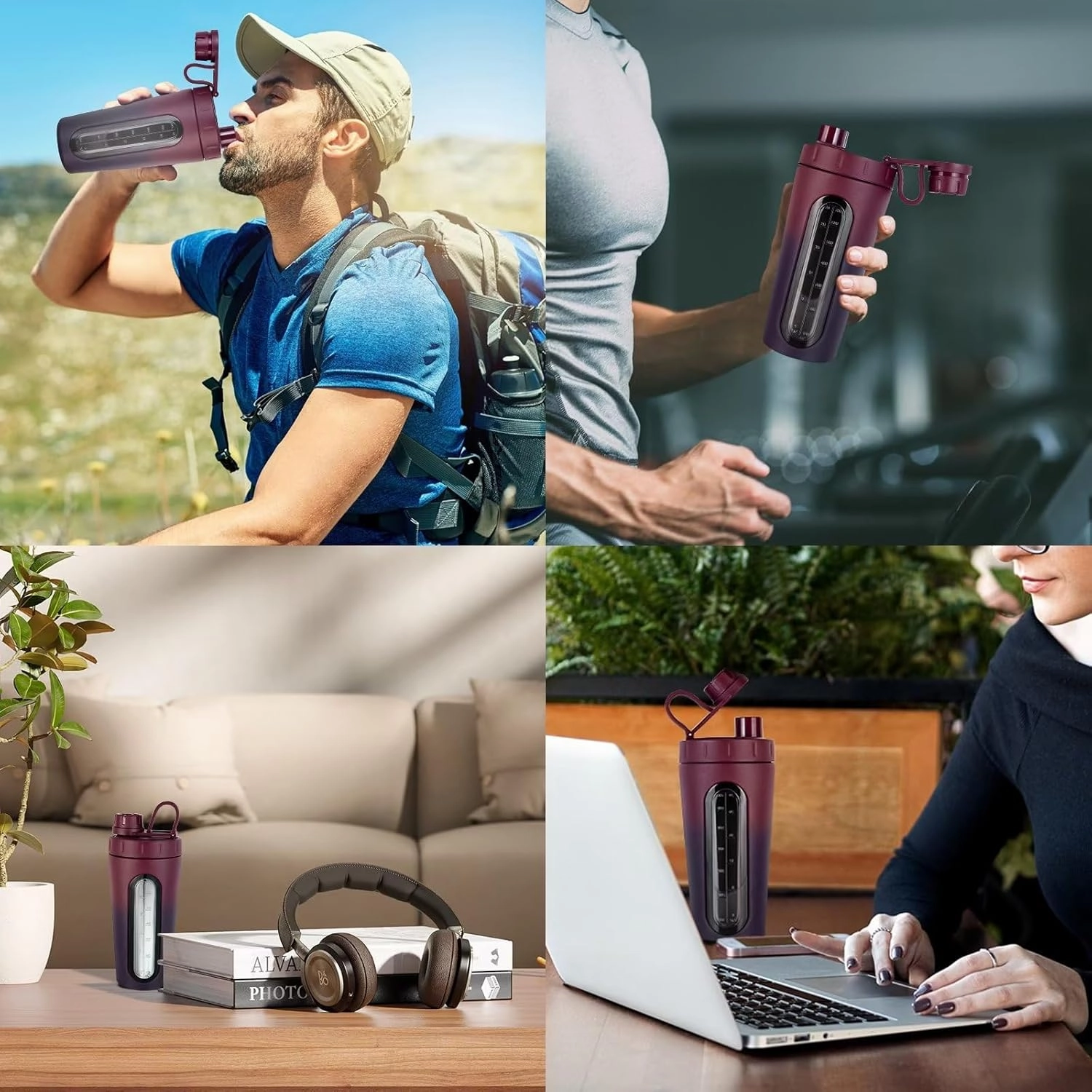 TOOFEEL Shaker Bottles for Protein Mixes - 28 oz Stainless Steel Protein Shaker with 2 Shaker Balls, Not Stays Cold/Hot, Visible Window Metal Shaker Cups, Leakproof, BPA Free Bottle Shaker