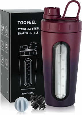TOOFEEL Shaker Bottles for Protein Mixes - 28 oz Stainless Steel Protein Shaker with 2 Shaker Balls, Not Stays Cold/Hot, Visible Window Metal Shaker Cups, Leakproof, BPA Free Bottle Shaker mixer console,audio mixing desk,DJ console,