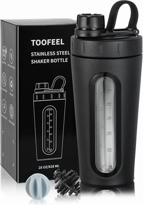 TOOFEEL Stainless Steel Shaker - 28 oz Metal Cup for Protein Shakes, 2 Whisk Balls, Not Stays Cold/Hot, Visible Window, Gym Workout Leakproof mixer console,audio mixing desk,DJ console,