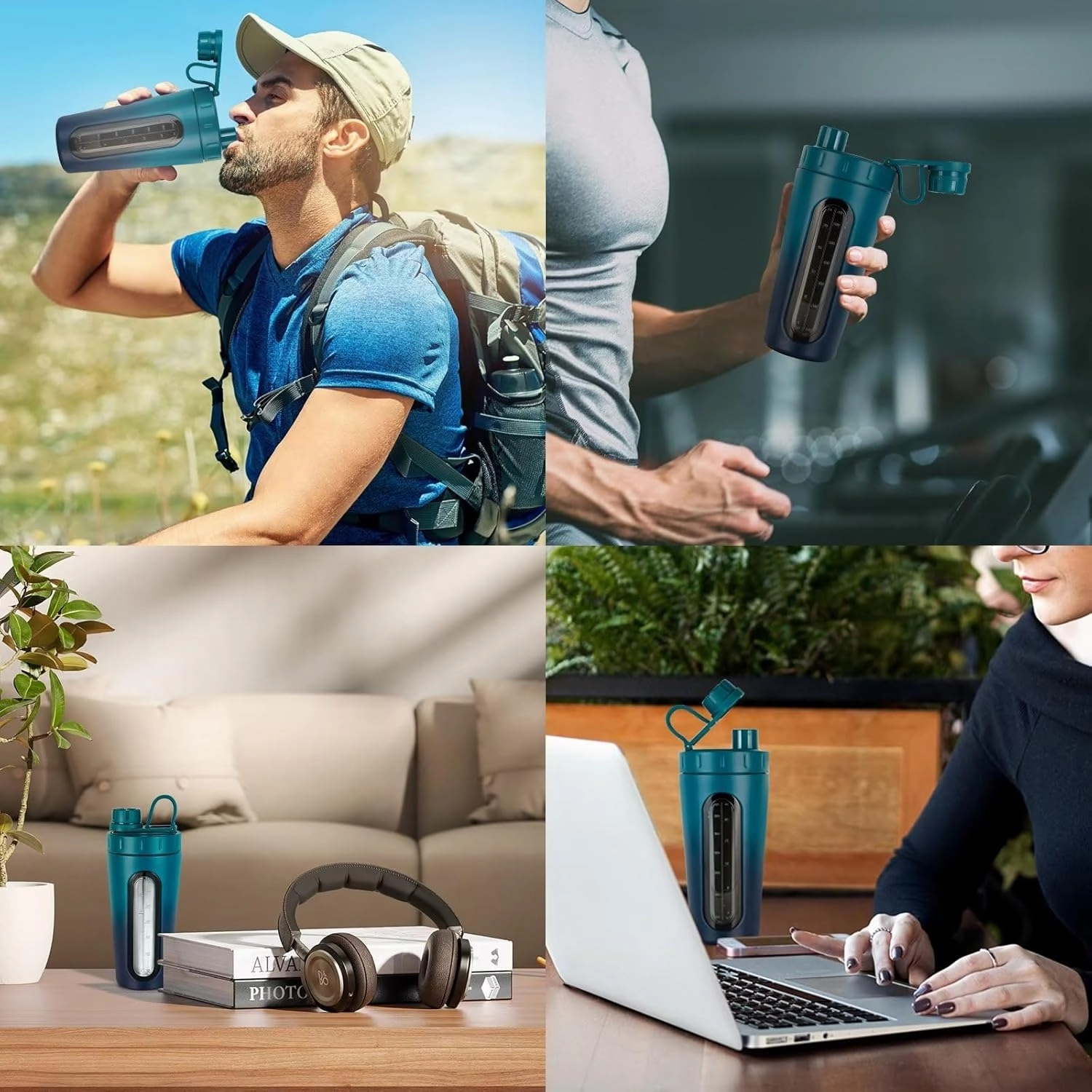 TOOFEEL Stainless Steel Shaker - 28 oz Metal Protein Shaker Cup with Whisk Ball, Not Cold/Hot, Window, Gym Workout Leakproof