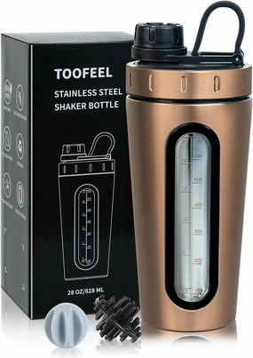 TOOFEEL Stainless Steel Shaker - 28 oz Protein Shaker Cup With 2 Whisk All, Visible Window, Leakproof, Not Cold/Hot, For Gym Workout mixer console,audio mixing desk,DJ console,