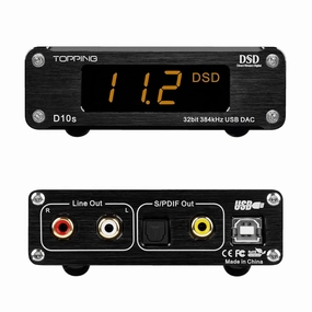 TOPPING D10s USB DAC, XMOS XU208 ES9038Q2M DSD256 PCM 32Bit/384kHz, USB to RCA Coaxial and Optical Outputs, Hi-Res Audio Decoder for Desktop PC/Phone (D10S-Black) DAC,USB audio converter,digital to analog converter,