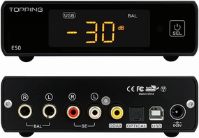 Topping E50 HiFi Balanced DAC, ES9068AS XU216 MQA DAC, DSD512/768kHz USB/Coaxial/Optical to RCA/TRS Balanced Output Digital to Analog Audio Converter with Remote(Black) balanced output player,audiophile player,hi-res digital player,