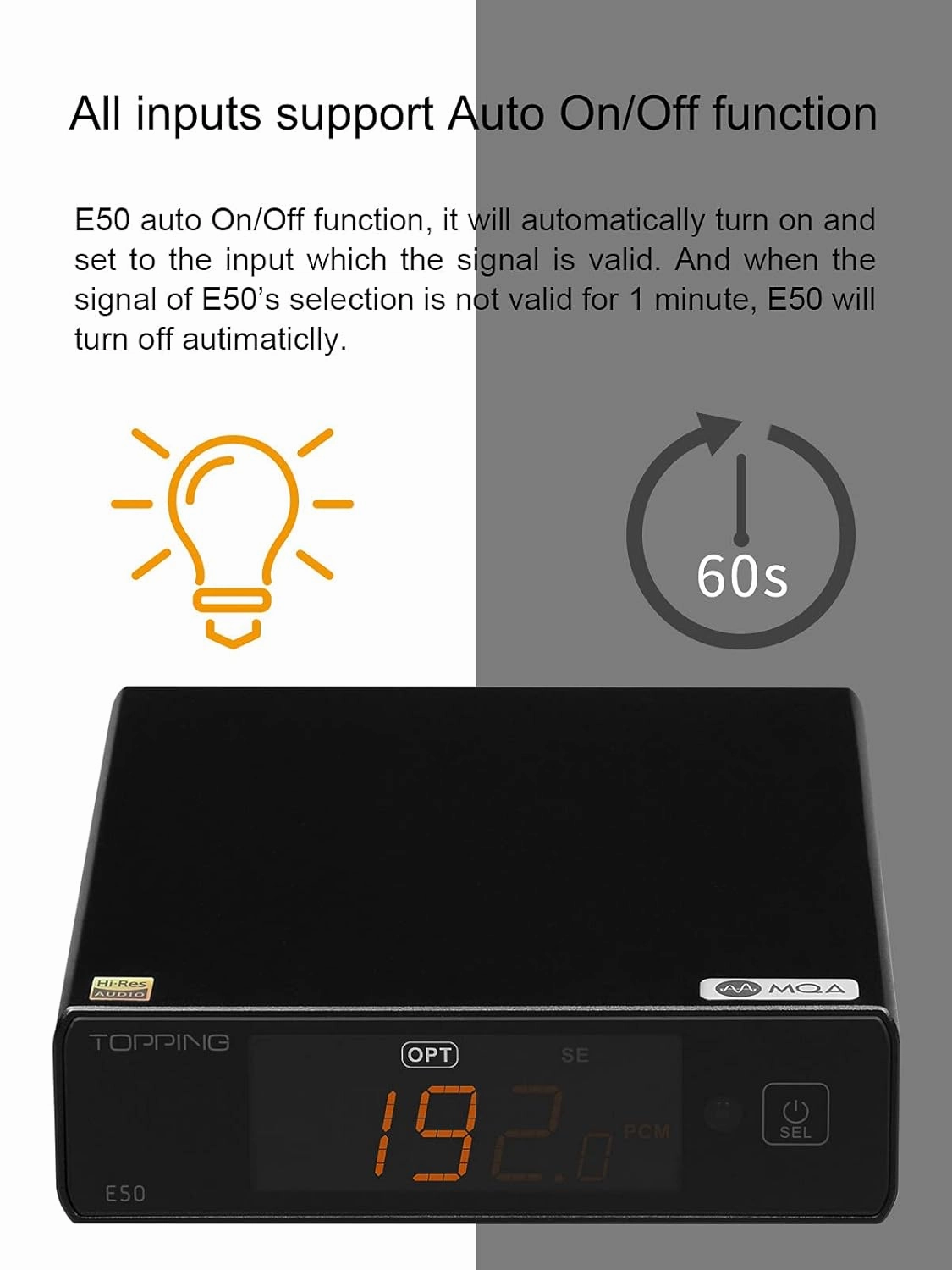 Topping E50 Mini HiFi DAC ES9068AS DSD512 PCM768kHz USB DAC USB/Coax/Opt Inputs RCA/TRS Outputs Decoder for Home Theater Game Music Black