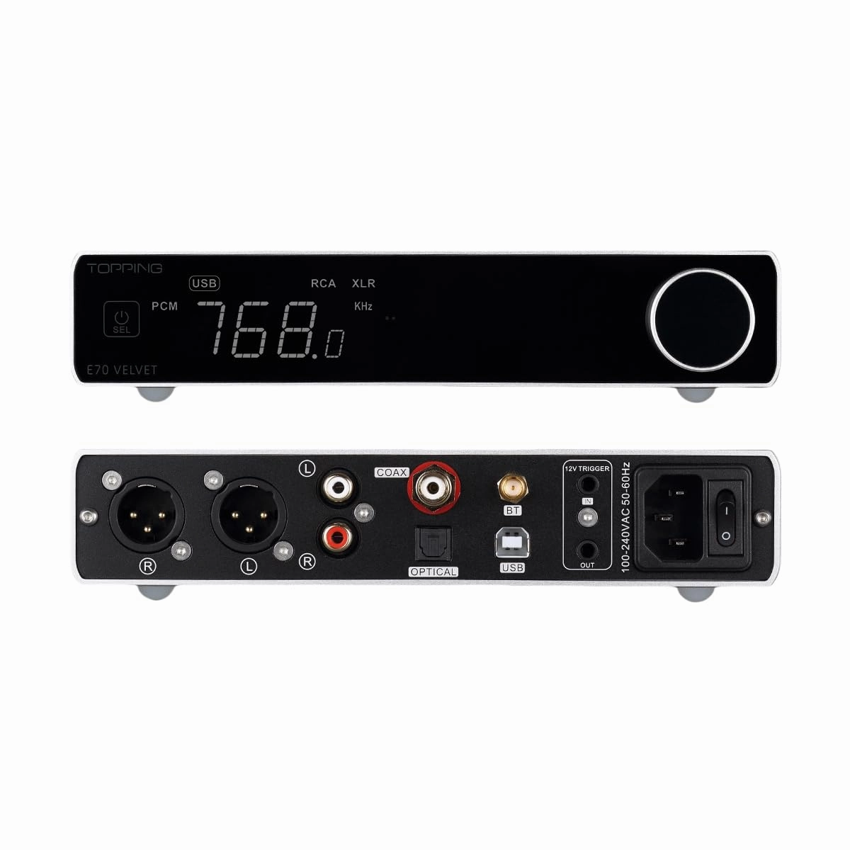 TOPPING E70 Velvet - High-Performance DAC with AK4499EX, Bluetooth 5.1 LDAC, Ultra-Low THD N, Selectable Output Levels, USB Support DSD512 & PCM768kHz, Coaxial/Optical Inputs (Silver) DAC,USB audio converter,digital to analog converter,