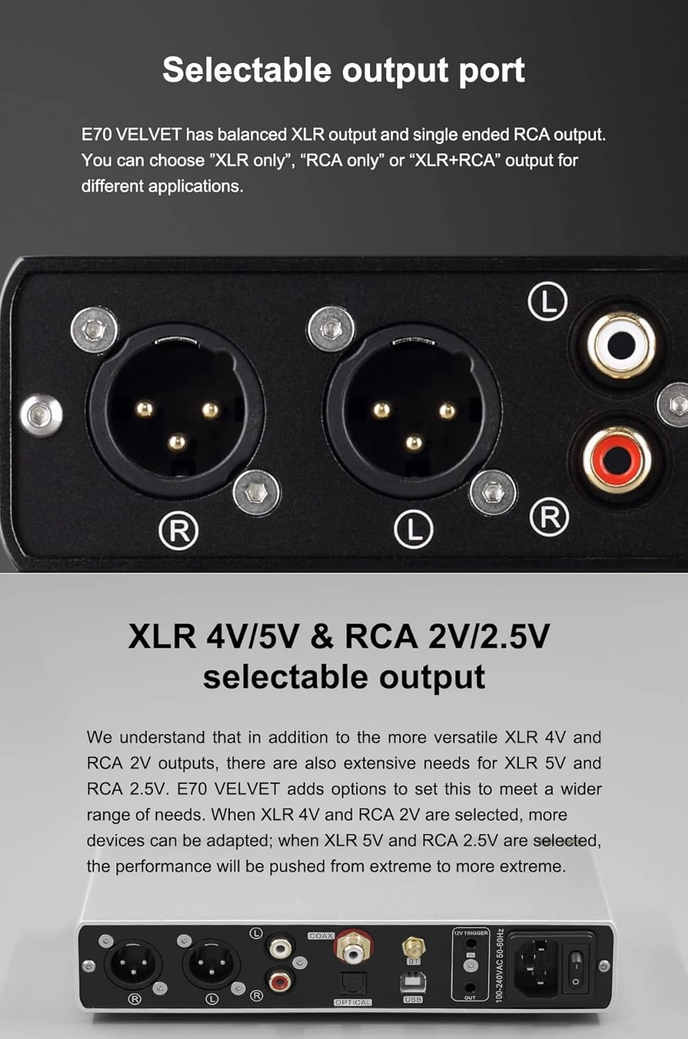 Topping E70 Velvet AK4499EX DAC Audio Decoder - Bluetooth5.1 LDAC Hires XU316 32Bit/768kHz DSD512 BT/USB/Coax/Opt Inputs RCA/XLR HiFi Stereo Digital to Analog Convertor Black