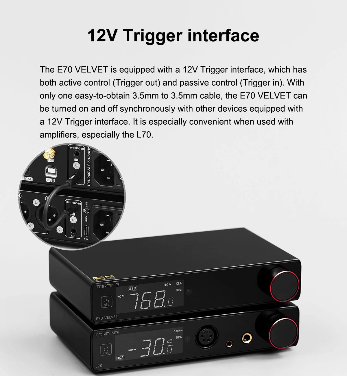 Topping E70 Velvet AK4499EX DAC Audio Decoder - Bluetooth5.1 LDAC Hires XU316 32Bit/768kHz DSD512 BT/USB/Coax/Opt Inputs RCA/XLR HiFi Stereo Digital to Analog Convertor Black