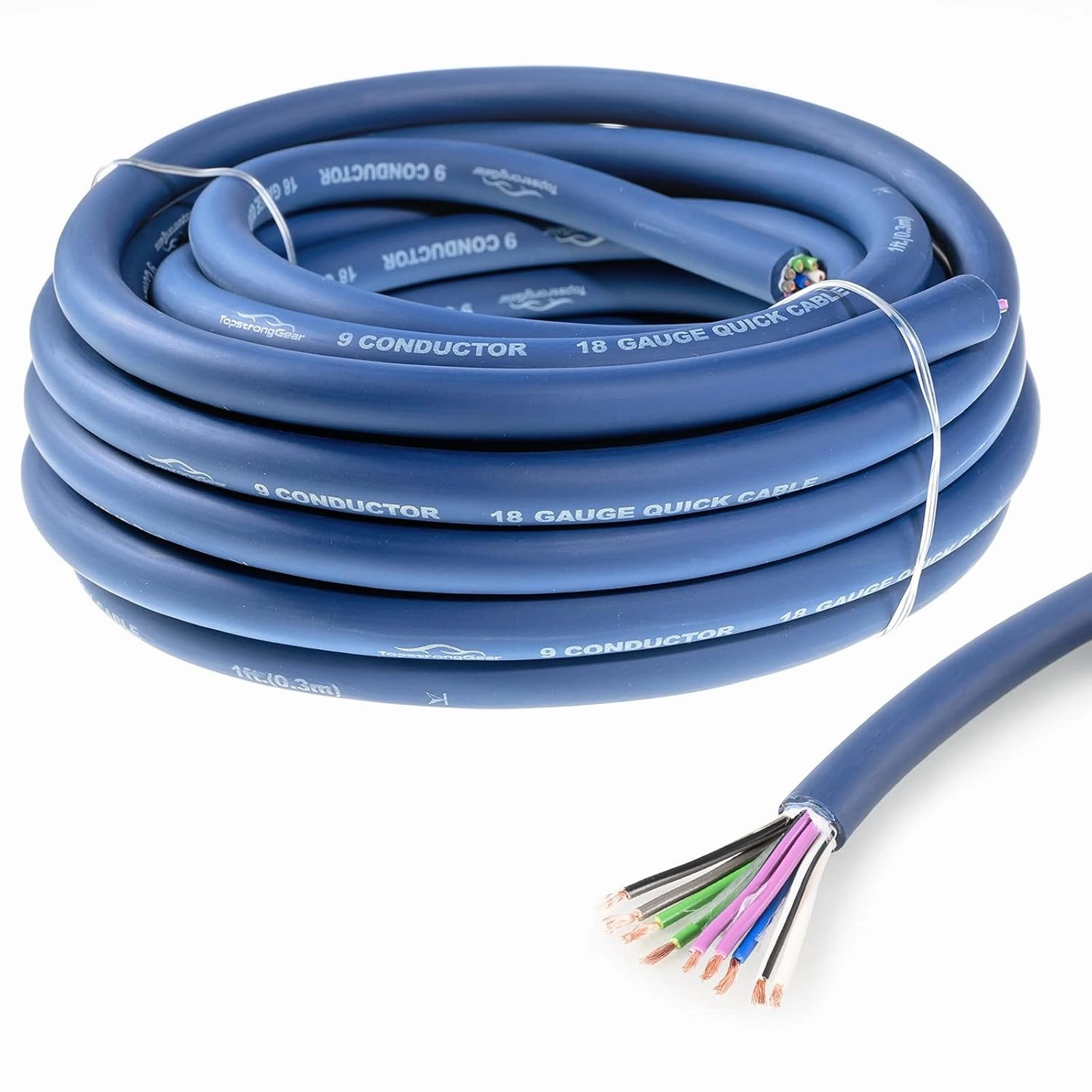 TOPSTRONGGEAR 20 Feet 9-Conductor Speaker Cable, 18AWG 100% OFC, 4-Channel Speaker Wire and Remote Wire (18 Gauge) speaker cable,audio wire,hi-fi speaker cord,