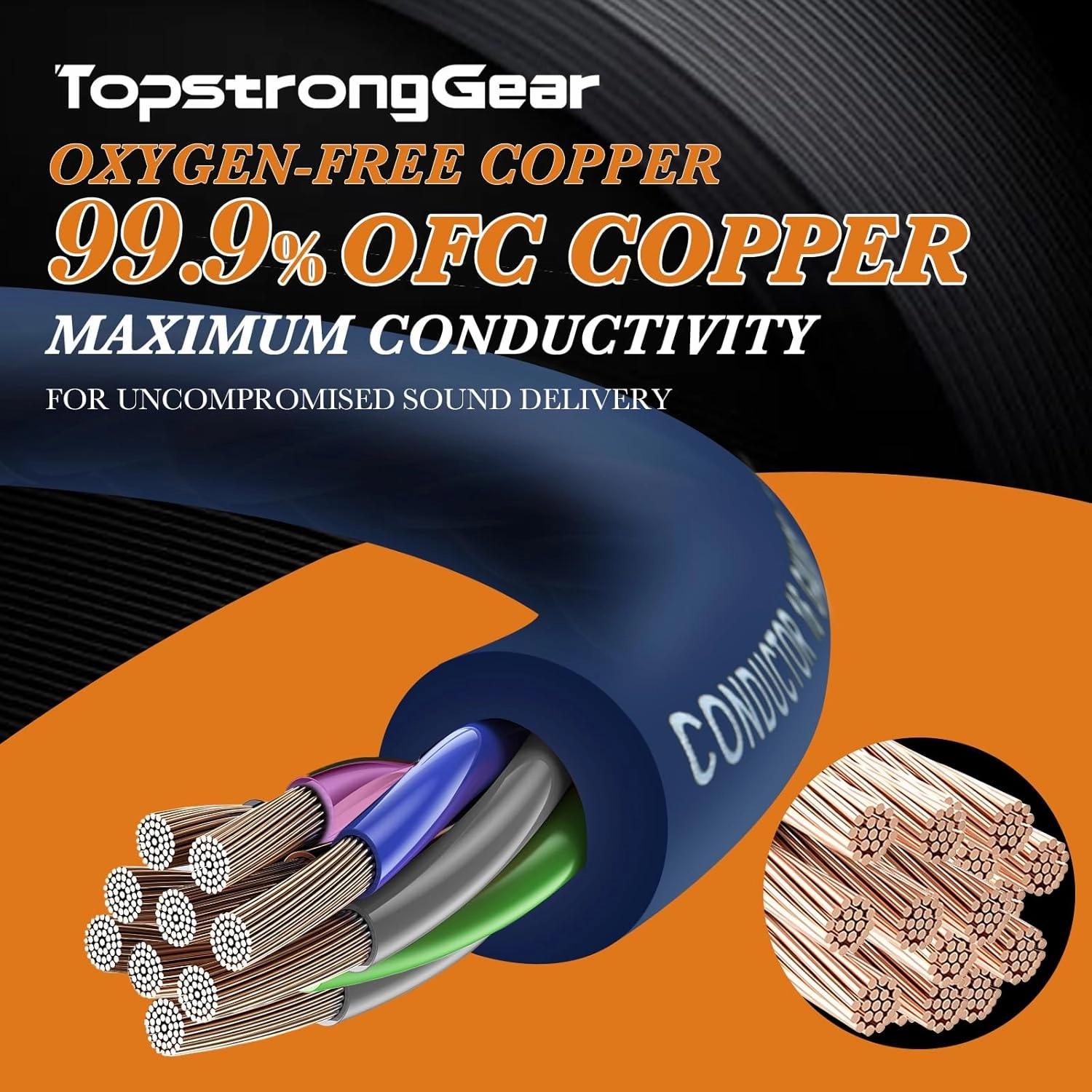 TOPSTRONGGEAR 20 Feet 9-Conductor Speaker Cable, 18AWG 100% OFC, 4-Channel Speaker Wire and Remote Wire (18 Gauge)