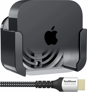 TotalMount for Apple TV  Mount Compatible with All Apple TVs (Premium Black and Gray Mount and Cable) speaker wall mount,audio bracket,AV wall mounting,