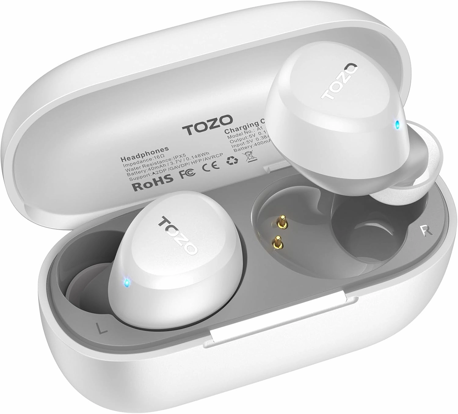 TOZO A1 Wireless Earbuds Bluetooth 5.3 Light Weight in Ear IPX5 Waterproof Headphones 2 Mic for AI Calls, Immersive Premium Sound Bass Headset with Charging Case, 32 Presets EQ Customization via App wireless earbuds,Bluetooth earphones,true wireless stereo