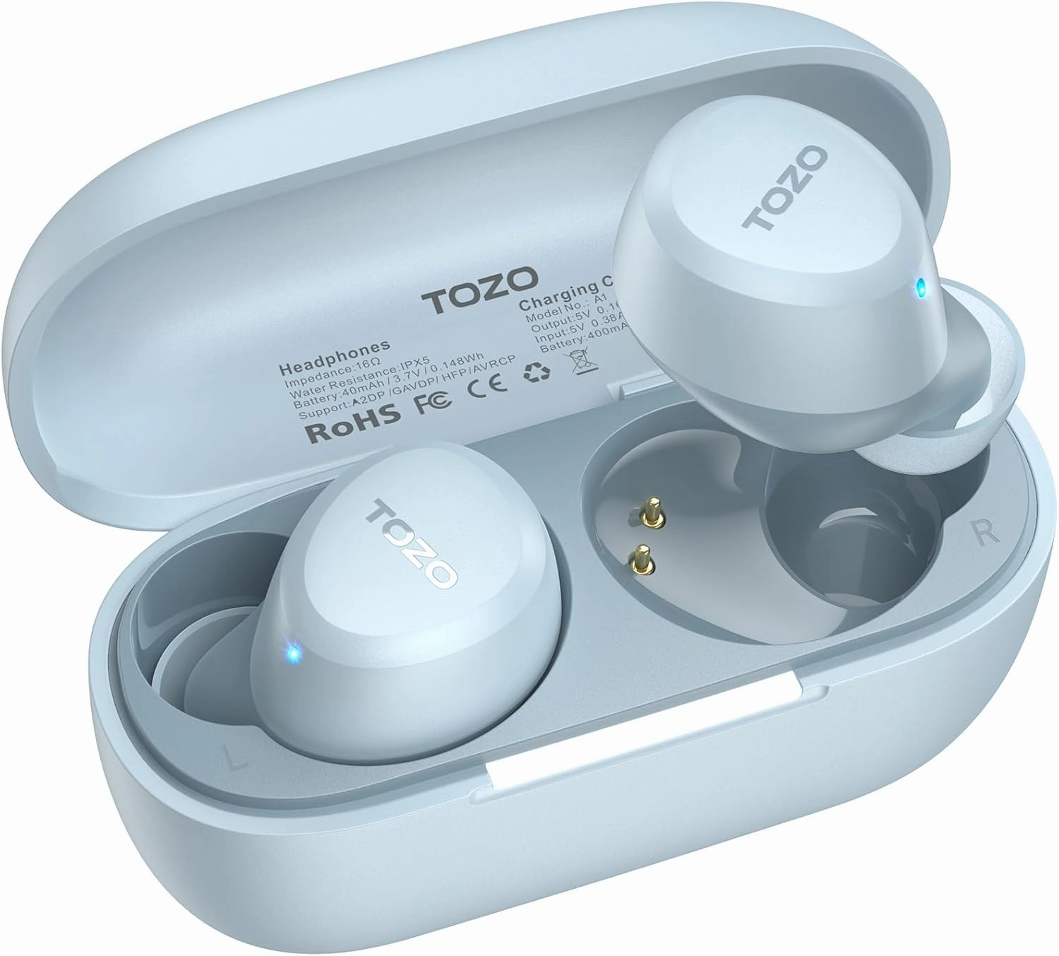 TOZO A1 Wireless Earbuds Bluetooth 5.3 Light Weight in Ear IPX5 Waterproof Headphones 2 Mic for AI Calls, Immersive Premium Sound Bass Headset with Charging Case, 32 Presets EQ Customization via App wireless earbuds,Bluetooth earphones,true wireless stereo