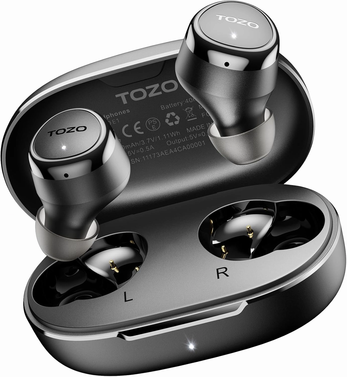TOZO E1 Wireless Earbuds Build in Mic Clear Calls Ergonomic Light Weight Bluetooth 5.3 in Ear Headphones IPX6 Waterproof Premium Stereo Sound Ear Buds 30H Playtime with 32 EQs via APP, Black wireless earbuds,Bluetooth earphones,true wireless stereo,