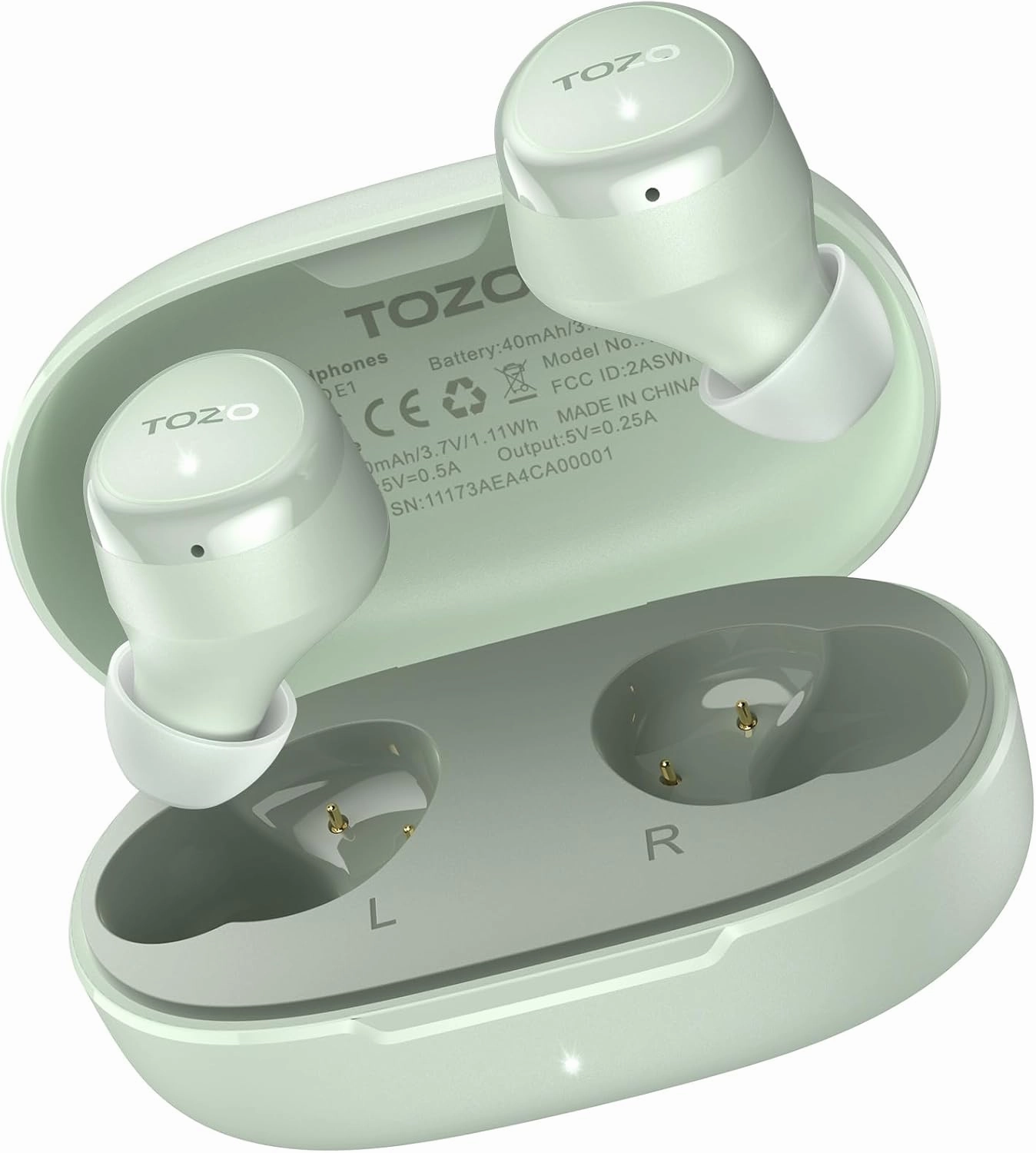 TOZO E1 Wireless Earbuds Build in Mic Clear Calls Ergonomic Light Weight Bluetooth 5.3 in Ear Headphones IPX6 Waterproof Premium Stereo Sound Ear Buds 30H Playtime with 32 EQs via APP wireless earbuds,Bluetooth earphones,true wireless stereo,