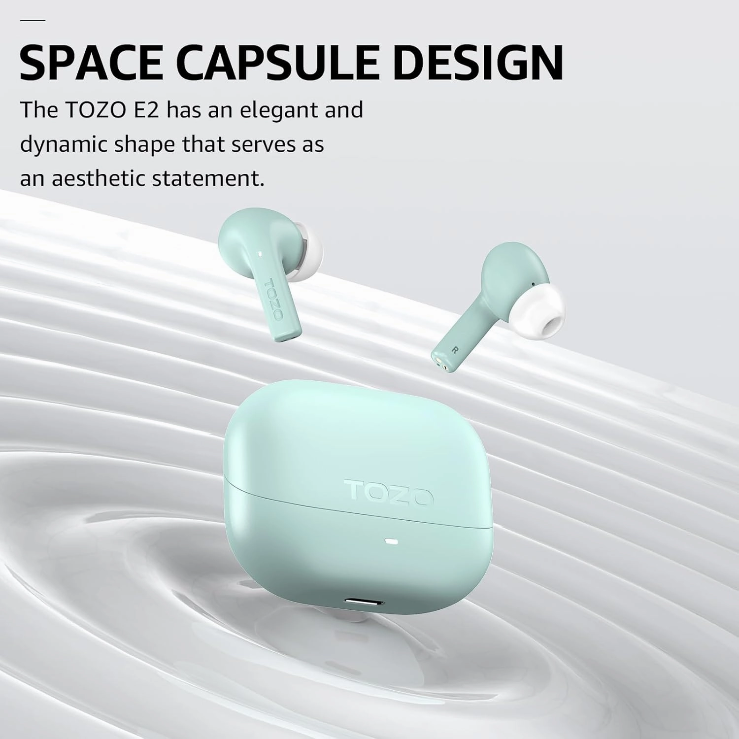 TOZO E2 Wireless Earbuds 10mm Drivers with Powerful Bass, App Customize 32 EQs, with 2 Mics AI Call Noise Cancellation, 30H Playtime, Bluetooth 5.3 Ear Buds, Comfort Fit in-Ear Headphones