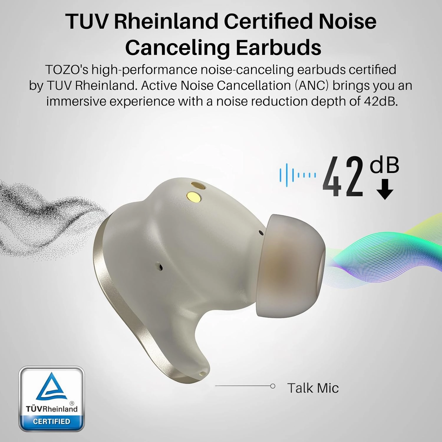 TOZO Golden X1 Wireless Earbuds Balanced Armature Driver and Hybrid Dynamic Driver, Bluetooth Headphones OrigX Pro, LDAC & Hi-Res Audio Wireless, Noise Cancellation Headset Champagne