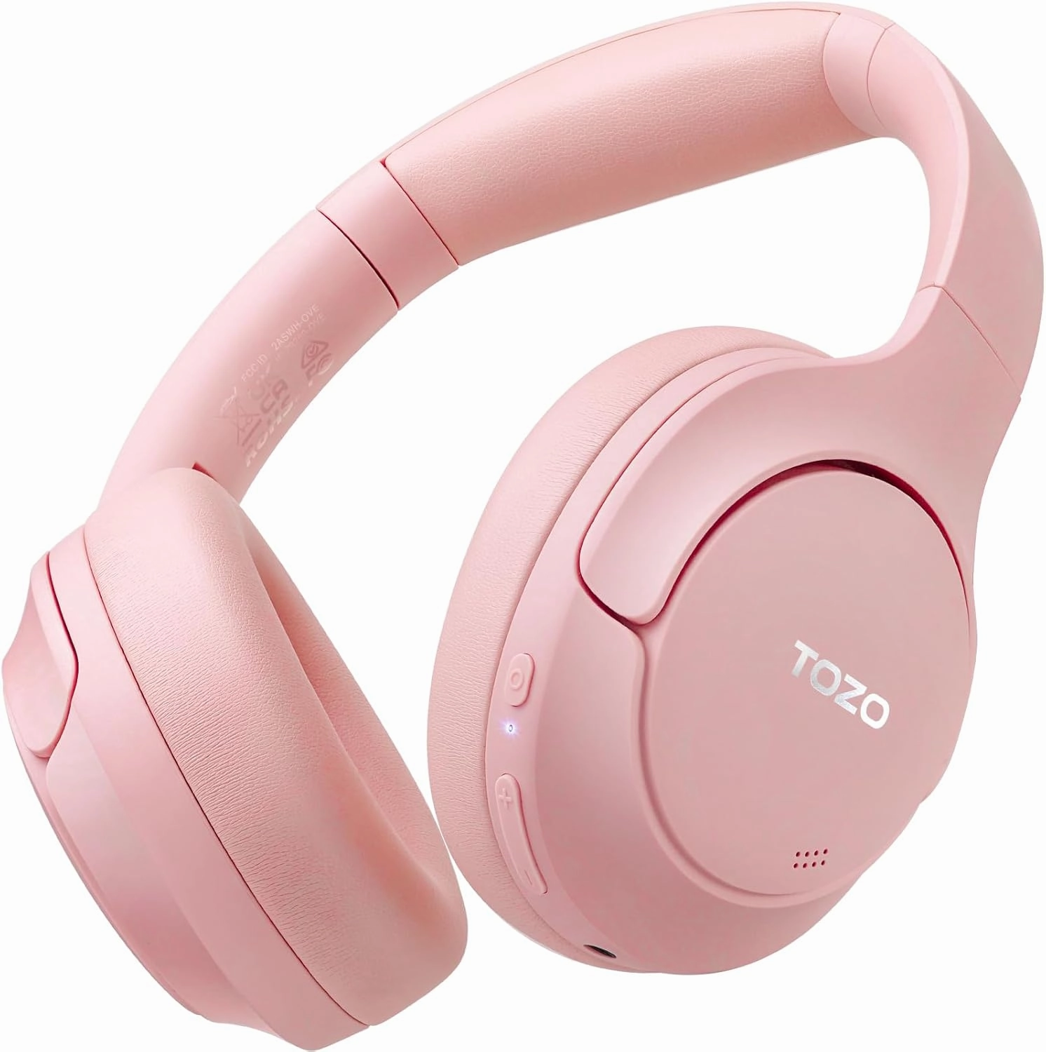 TOZO HT2 Hybrid Active Noise Cancelling Headphones, Wireless Over Ear Bluetooth Headset, 60H Playtime, Hi-Res Audio Custom EQ via App Deep Bass Comfort Fit Ear Cups, for Home Office Travel Pink over-ear headphones,closed back headphones,wireless studio can