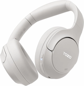 TOZO HT2 Hybrid Active Noise Cancelling Headphones, Wireless Over Ear Bluetooth Headset, 60H Playtime, Hi-Res Audio Custom EQ via App Deep Bass Comfort Fit Ear Cups, for Home Office Travel White over-ear headphones,closed back headphones,wireless studio ca