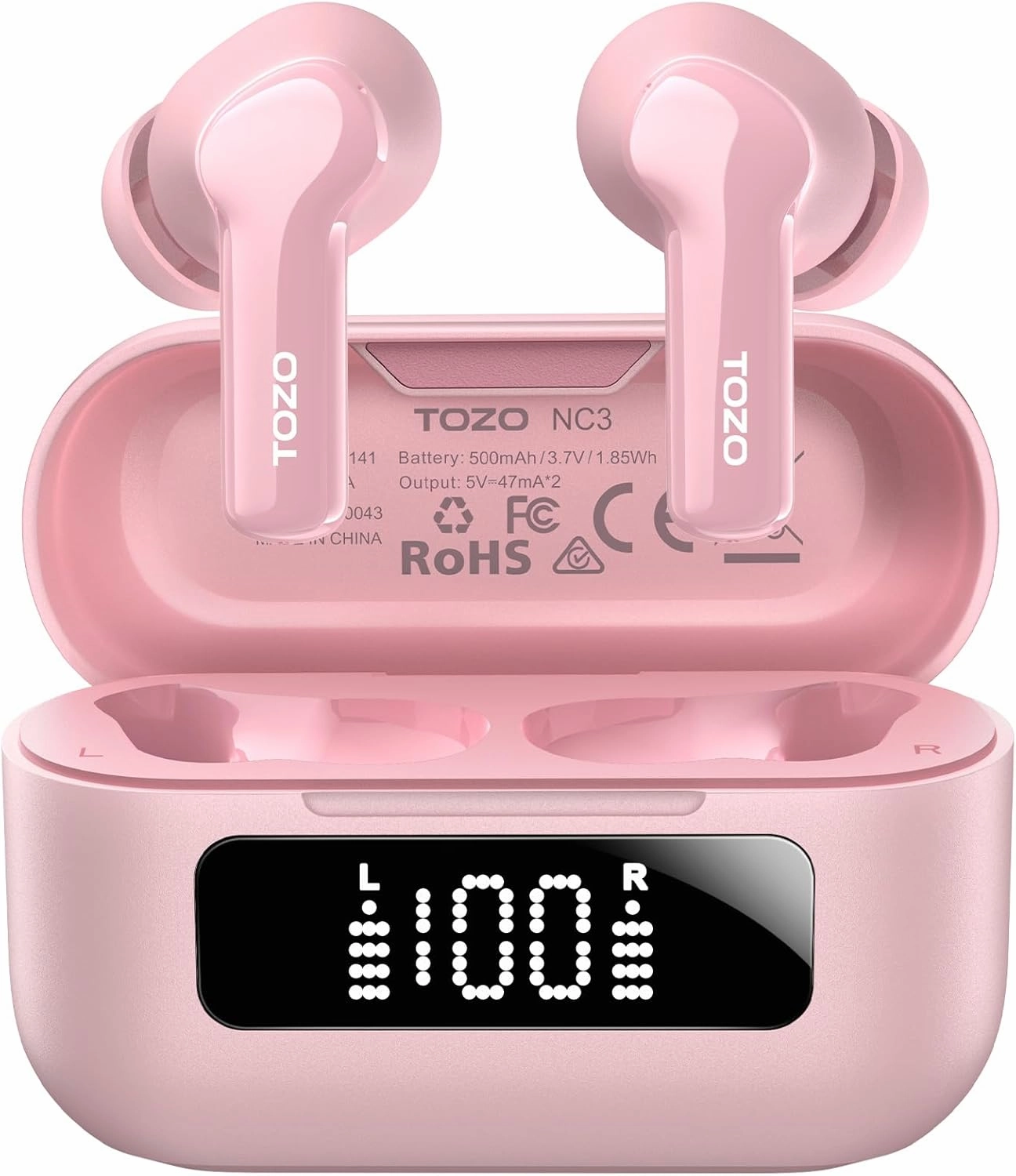 TOZO Hybrid Active Noise Cancelling Wireless Earbuds with 6 Mics AI Clear Call Ear Buds 55H Playtime with LED Display 32 Preset EQs via APP Bluetooth 5.3 IPX8 Waterproof in Ear Headphones wireless earbuds,Bluetooth earphones,true wireless stereo,
