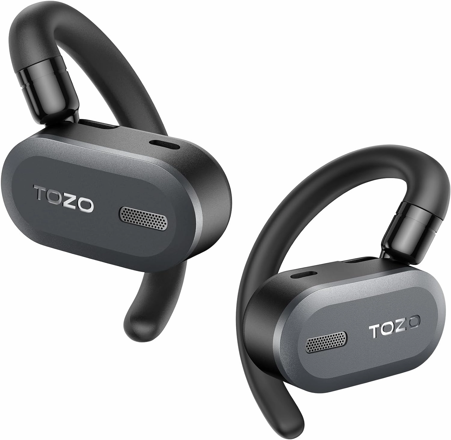 TOZO O2 True Open Ear Wireless Headphones Lightweight with Multi-Angle Adjustment, Bluetooth 5.3 Earbuds with Dual-Axis Design for Long-Lasting Comfort, Crystal-Clear Calls for Driving, Black wireless earbuds,Bluetooth earphones,true wireless stereo,