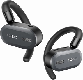 TOZO O2 True Open Ear Wireless Headphones Lightweight with Multi-Angle Adjustment, Bluetooth 5.3 Earbuds with Dual-Axis Design for Long-Lasting Comfort, Crystal-Clear Calls for Driving, Black wireless earbuds,Bluetooth earphones,true wireless stereo,