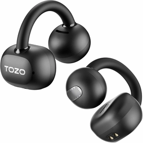 TOZO OpenEarRing True Open Ear Headphones, Lightweight Comfort Open Ear Clip Wireless Earbuds, 40H Play Bluetooth 5.4 Headphones with Smart Digital Display Design Fit Sports Running, Workout Black wireless earbuds,Bluetooth earphones,true wireless stereo,
