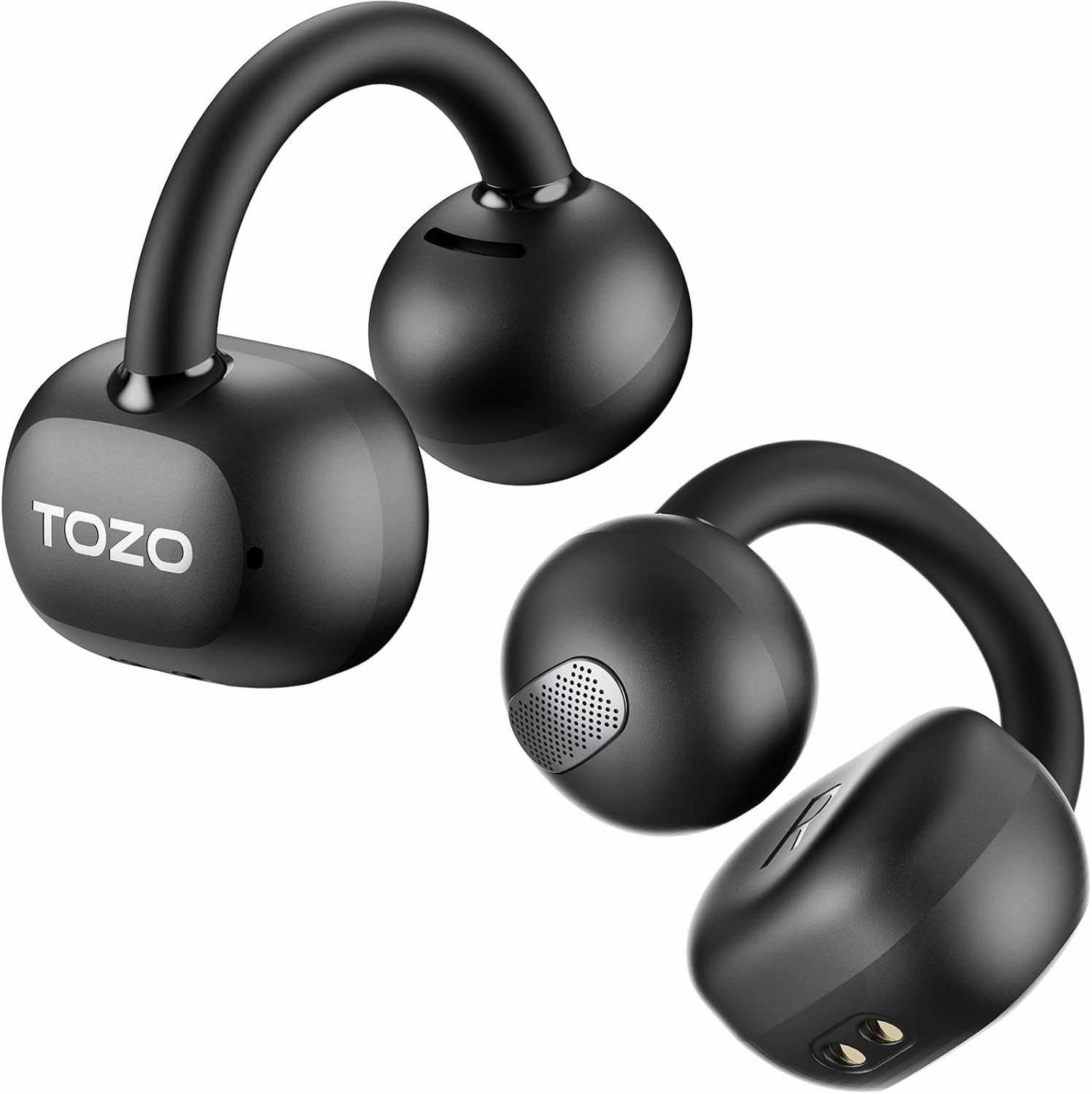 TOZO OpenEarRing True Open Ear Headphones, Lightweight Comfort Open Ear Clip Wireless Earbuds, 40H Play Bluetooth 5.4 Headphones with Smart Digital Display Design Fit Sports Running, Workout Black wireless earbuds,Bluetooth earphones,true wireless stereo,