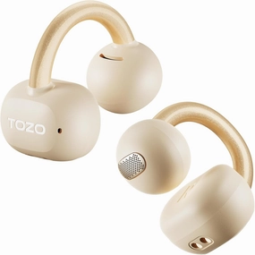 TOZO OpenEarRing True Open Ear Headphones, Lightweight Comfort Open Ear Clip Wireless Earbuds, 40H Play Bluetooth 5.4 Headphones with Smart Digital Display Design Fit Sports Running, Workout Khaki TWS earbuds,compact wireless buds,Bluetooth ear tips,