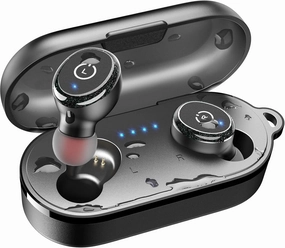 TOZO T10 Bluetooth 5.3 Wireless Earbuds with Wireless Charging Case IPX8 Waterproof Stereo Headphones in Ear Built in Mic Headset Premium Sound with Deep Bass for Sport Black (Renewed) TWS earbuds,compact wireless buds,Bluetooth ear tips,