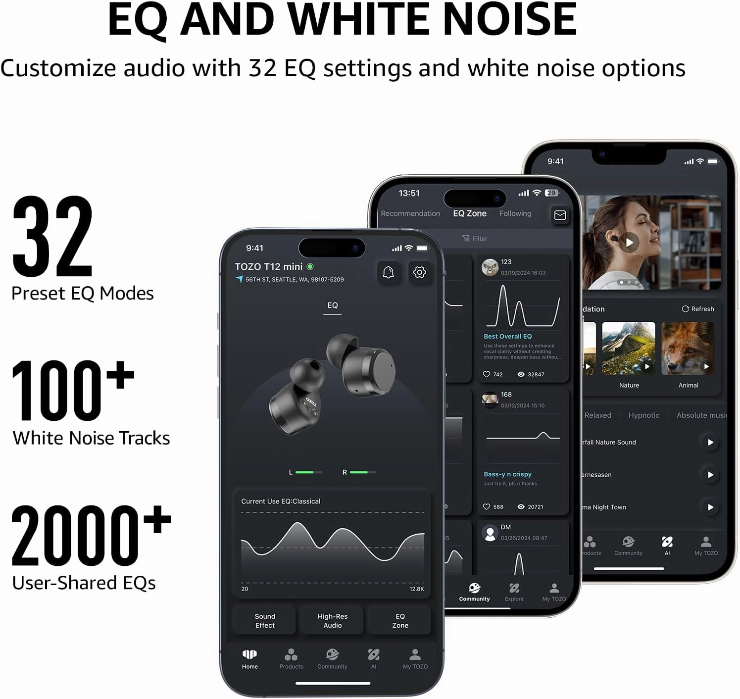 TOZO T12 (Compact Ergonomic Edition) Wireless Earbuds Bluetooth 5.3 Headphones, Call ENC Noise Cancelling Mic, 55Hrs Playtime App Customize EQ IPX8 Waterproof LED Digital Display Premium Sound Headset