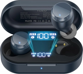 TOZO T12 (Compact Ergonomic Edition) Wireless Earbuds Bluetooth 5.3 Headphones, Call ENC Noise Cancelling Mic, 55Hrs Playtime App Customize EQ IPX8 Waterproof LED Digital Display Premium Sound Headset TWS earbuds,compact wireless buds,Bluetooth ear tips,