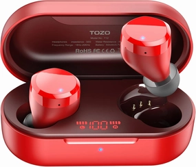 TOZO T12 (Large Ergonomic Edition) Wireless Earbuds Bluetooth 5.3 Headphones Premium Sound Performance Touch Control LED Digital Display Wireless Charging Case Earphones wireless earbuds,Bluetooth earphones,true wireless stereo,